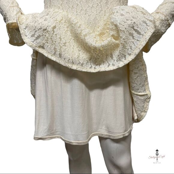 FREE PEOPLE Teen Witch Lace Keyhole Cut Out Skater Fit & Flare Mini Dress L - Picture 14 of 15